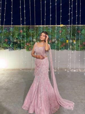 Tanvi Dogra Instagram - When the outfit speaks, you just pose 💕 

Styled by : @stylewithroshnii 
Wearing: @emiraasbyindrani 
Jewellery: @solikocommunications 

#PinkAesthetic #GlitterGlow #PastelVibes #ShineBright #EthnicElegance
