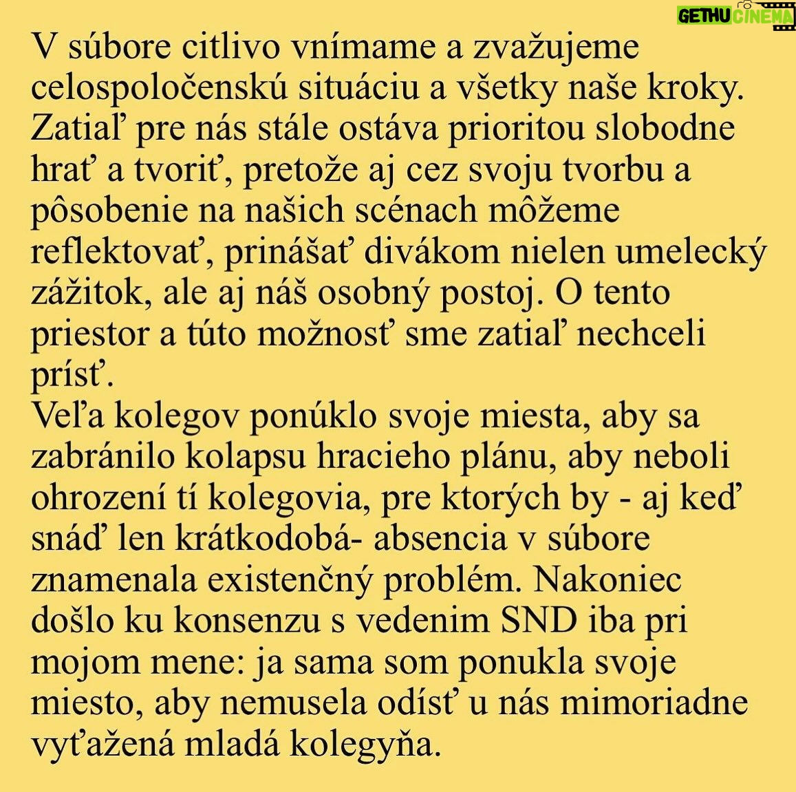 Tatiana Pauhofová - 27.8K Likes - Stručné vyjadrenie k mojej situácii v Činohre SND...
