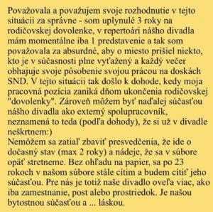 Tatiana Pauhofová Instagram - Stručné vyjadrenie k mojej situácii v Činohre SND...