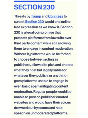 Taylor Lorenz Instagram - ALL HANDS ON DECK!! CALL YOUR REPRESENTATIVE TODAY and tell them: 
 
—NO to KOSA
—NO to Section 230 reform 
—NO online digital ID laws
—NO age verification laws
—NO to the SCREEN Act
—NO to the App Store Accountability Act (digital ID system)
 
CALL NOW!!!! We are about to lose the internet and free speech for life. These laws will reward Peter Thiel’s ID verification and data harvesting companies w billions while entrenching the power of big tech. 

Sen. Marsha Blackburn, claimed KOSA would help “protect minor children from the transgender in this culture.” She also claimed that social media “is where children are being indoctrinated” into LGBTQ culture. 

These bills are being positioned as protecting children online, but experts in child welfare, mental health, and technology say they will cause immense damage to children’s lives and usher in an unprecedented level of mass surveillance and censorship. 
 
The government is also seeking to repeal Section 230, the landmark legislation that protects independent journalism and free speech online. 

Democrats are doing all of this claiming that they’re “cracking down on big tech”, but in reality these laws are a massive gift to big tech and will drastically increase the amount of data tech companies can harvest on us and will entrench the power of Meta and Google. 
 
CALL YOUR REPRESENTATIVES NOW!!!!! And visit badinternetbills.com for a full rundown, scripts to say when you call your congress person and more. 

Read my full piece in @zeteonews 👈👈👈👈