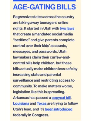 Taylor Lorenz Instagram - ALL HANDS ON DECK!! CALL YOUR REPRESENTATIVE TODAY and tell them: 
 
—NO to KOSA
—NO to Section 230 reform 
—NO online digital ID laws
—NO age verification laws
—NO to the SCREEN Act
—NO to the App Store Accountability Act (digital ID system)
 
CALL NOW!!!! We are about to lose the internet and free speech for life. These laws will reward Peter Thiel’s ID verification and data harvesting companies w billions while entrenching the power of big tech. 

Sen. Marsha Blackburn, claimed KOSA would help “protect minor children from the transgender in this culture.” She also claimed that social media “is where children are being indoctrinated” into LGBTQ culture. 

These bills are being positioned as protecting children online, but experts in child welfare, mental health, and technology say they will cause immense damage to children’s lives and usher in an unprecedented level of mass surveillance and censorship. 
 
The government is also seeking to repeal Section 230, the landmark legislation that protects independent journalism and free speech online. 

Democrats are doing all of this claiming that they’re “cracking down on big tech”, but in reality these laws are a massive gift to big tech and will drastically increase the amount of data tech companies can harvest on us and will entrench the power of Meta and Google. 
 
CALL YOUR REPRESENTATIVES NOW!!!!! And visit badinternetbills.com for a full rundown, scripts to say when you call your congress person and more. 

Read my full piece in @zeteonews 👈👈👈👈