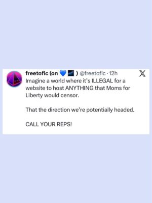 Taylor Lorenz Instagram - ALL HANDS ON DECK!! CALL YOUR REPRESENTATIVE TODAY and tell them: 
 
—NO to KOSA
—NO to Section 230 reform 
—NO online digital ID laws
—NO age verification laws
—NO to the SCREEN Act
—NO to the App Store Accountability Act (digital ID system)
 
CALL NOW!!!! We are about to lose the internet and free speech for life. These laws will reward Peter Thiel’s ID verification and data harvesting companies w billions while entrenching the power of big tech. 

Sen. Marsha Blackburn, claimed KOSA would help “protect minor children from the transgender in this culture.” She also claimed that social media “is where children are being indoctrinated” into LGBTQ culture. 

These bills are being positioned as protecting children online, but experts in child welfare, mental health, and technology say they will cause immense damage to children’s lives and usher in an unprecedented level of mass surveillance and censorship. 
 
The government is also seeking to repeal Section 230, the landmark legislation that protects independent journalism and free speech online. 

Democrats are doing all of this claiming that they’re “cracking down on big tech”, but in reality these laws are a massive gift to big tech and will drastically increase the amount of data tech companies can harvest on us and will entrench the power of Meta and Google. 
 
CALL YOUR REPRESENTATIVES NOW!!!!! And visit badinternetbills.com for a full rundown, scripts to say when you call your congress person and more. 

Read my full piece in @zeteonews 👈👈👈👈