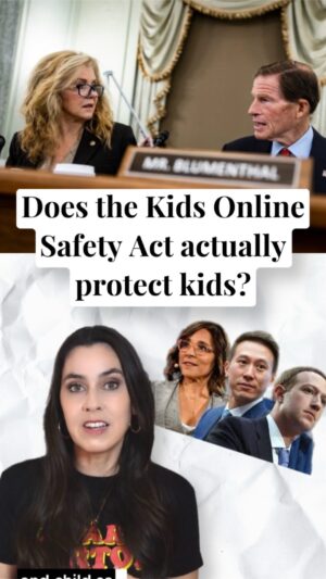 Taylor Lorenz Instagram - KOSA is back along with 17 other dangerous censorship and surveillance laws that congress is trying to ram through.

CALL YOUR REPRESENTATIVE TODAY AND TELL THEM 

—NO to KOSA
—Do NOT repeal Section 230
—NO online digital ID laws
—NO age verification laws

CALL NOW!!!! We are about to lose the internet

If you care at all about protecting LGBTQ youth or free speech and free expression on the internet, there’s a really shocking piece of legislation in congress right now that you need to know about. 

It’s called the Kids Online Safety Act, KOSA for short, but don’t let the name fool you, according to every expert on LGBTQ rights, free speech, and many who actually work in child safety, this law would do the opposite of protecting kids. 

Last year, the CEOs of Meta, TikTok, Snapchat, Discord, and X were hauled in front of congress by the supporters of the act. 

Sen. Marsha Blackburn, claimed KOSA would help “protect minor children from the transgender in this culture.”

She also claimed that social media “is where children are being indoctrinated” seemingly into LGBTQ culture 

Though lawmakers claim KOSA is about “protecting kids” it would actually endanger and isolate them. The bill would cut kids off from crucial information online about basically any controversial topics like abortion, gender affirming care, substance abuse, and even current events.
 
It will require that anyone using a social media platform provide their government ID. Which has terrifying implications for free speech. More than 100 human rights and LGBTQ groups have condemned the bill, saying it would endanger minors. 

Not only that, but the government is also seeking to repeal Section 230, the landmark legislation that protects independent journalism and free speech online. They’re doing all of this claiming they’re “cracking down on big tech”, but in reality these laws are a massive gift to big tech and will drastically increase the amount of data tech companies can harvest on us and will entrench the power of Meta and Google. 

CALL YOUR REPRESENTATIVES NOW!!!!!