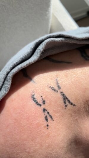 Teri Polo Instagram - missing my Mr Chicken Nugget a lot today…he will forever be on my shoulder though…jiggling my glasses and asking for me to “gimme kiss” 
and for a “Nuggie hug” 
I miss you so much Nuggie Nugs. 
I love you…💚💚💚

Tattoo of Nugget’s actual footie prints courtesy of: @ezzeink 🙏🏻❤️

#mrchickennugget #nugget #nuggie #chicken #nuggiehug #gimmekiss #jendayconure #conure #conuresofinstagram #birb 
#missyou