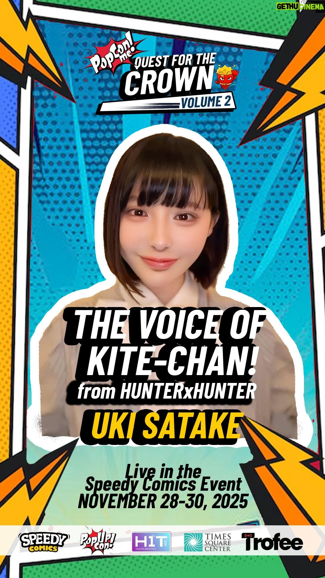 Uki Satake - 363 Likes - 🎙️✨ Get ready, UAE!

PopCon ME: Quest for the Crown – Volume 2 brings you the incredible Uki Satake, the voice of Kite-chan from HUNTER x HUNTER!  And mob psycho 100💥

Meet her LIVE at the Speedy Comics Event 🦸‍♂️
📅 November 28–30, 2025
📍 Times Square Center, UAE

🎟️ Don’t miss your chance to meet one of Japan’s beloved voice stars — only at #PopConME!

#SpeedyComics #PopConME #HITGCC #Trofee #TimesSquareCenter #UkiSatake #HunterxHunter #AnimeUAE #UAEEvents #QuestForTheCrown