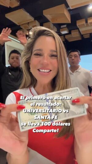 Vanessa Terkes Instagram - Universitario vs Santa Fe

Al PRIMERO que acierte el resultado, y quienes meten los goles, se llevará 100 dólares!!! 

Ya sabes, el resultado final y quienes anotan, ya sea de la U o de Santa Fe. 

Solo gana el primero que acierte!! 

Solo vale un pronóstico por usuario, comparte este post y gana conmigo!