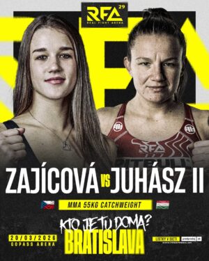 Veronika Zajícová Instagram - 🇨🇿 ZAJÍCOVÁ (3-3) vs. (4-8) JUHÁSZ 🇭🇺

Pricháza pravý čas na odplatu! 👊

🇨🇿 Veronika ZAJÍCOVÁ si hneď po prestupe do RFA získala pozornosť stoviek tisíc fanúšikov. Jej zápas s 🇨🇿 Aminou Mukhamed je suverénne najsledovanejším videom na YouTube kanáli RFA, kde onedlho prekročí hranicu milión pozretí. Hoci Zajícová spočiatku pútala pozornosť predovšetkým pre jej vzhľad, v posledných zápasoch dokázala, že ani zďaleka nie je len peknou tváričkou. 🇵🇱 Agatu Truskolasku a 🇨🇿 Anetu Věchovú ukončila na TKO a aktuálne sa vezie na vlne dvoch výhier v rade.

Teraz však bude čeliť súperke, ktorá ju už raz v minulosti porazila. 🇭🇺 Beata JUHÁSZ na domácej pôde v Budapešti vystavila Zajícovej razantnú stopku a získala svoju druhé víťazstvo na pôde RFA. Maďarská bojovníčka vyniká v boji na zemi, o čom svečia jej tri víťazstvá na submission a triumf nad Zajícovou, ktorý si zabezpečila kvalitným wrestlingom a kontrolou na zemi.

Dokáže Zajícová upraviť vzájomnú bilanciu na 1-1? 🔥

🎟️ Lístky na RFA 29 v Bratislave v sieti Predpredaj.