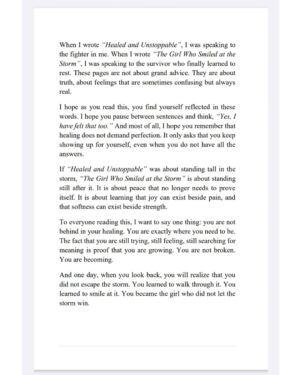 Vidushi Malpani Instagram - It is finally live.
The Girl Who Smiled at the Storm is now available on Amazon.
This book is for those who survived their storms and are learning how to live after them.
For the ones who healed but still carry scars.
For the ones who chose softness, peace, and quiet courage.
This is the next chapter after Healed and Unstoppable.
Not about fighting anymore, but about standing still and breathing again.
If you are healing, becoming, or simply trying, this book is for you.
Available now on Amazon.
Paperback edition.
Author: Vidushi Malpani
9th book ❤️
#TheGirlWhoSmiledAtTheStorm #VidushiMalpani #NewBookRelease #AmazonBooks #SelfHelpBook #HealingJourney #EmotionalHealing #WomenWritersOfIndia #PoetryAndHealing #BookstagramIndia #IndianAuthor #MentalHealthBooks #HealingAfterTrauma #BookLoversIndia #khandwa #Bestpoetfromkhandwa
#authorkhandwa #letestbook #bookrelease