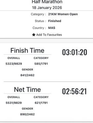 Wany Hasrita Instagram - Did my first Half Marathon debut today at TWINCITY 2026. Alhamdulillah, never thought I could go this far (read: deadly serious) when I started my running journey back in June 2025. Now dah ada 21KM Finisher T-shirt. š„²
.
On another note, okaylahāI take back my words about sorang-sorang pun boleh lari. Yes boleh je & before this, sistur memang lone ranger je lari. But it is fun and helpful rupanya when you have friends to run with. I made some today. Thanks to @miaazahar .
Dan lagi-lagi KM yang panjanggg macam ni, kalau sorang-sorang tadi memang mau saya tidur je tepi highway tu. š¤£
Thanks to Shaz & geng for being my pacers sampai hujung. Also, special thanks to this lady Syira at the last KM3āthe one who kept pushing:
āSikit lagi Wanyyyyy, kat depan dah tuuuu!ā
āBoleh sub 3 niiiii!ā
Kaki saya redha dah kena belasah pace 6 hujung-hujung tu. But I did itāterlebih 1 second la tapi. 𤧠Thank you jgk kat kak @zeileenyusnita & abg @far8omardin utk kasut debut HM saya.
.
Apa-apa pun syukur & alhamdulillah for today. Allah pinjamkan tenaga utk habiskan this race. Thank you @aladibfahmi bg izin joinn this event, sabajap kay sy otw balik pulang ke pangkuanmu & @aishahaliman_ . Sekian, permulaan tahun 2026 yang manis utk saya. āØš