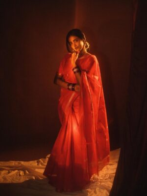 Yogalakshmi Instagram - Red draped, crown activated.♥️
Saree - @label_thaaragai
Blouse - @vasthra.by.yara
📸 - @prasami_photography ✨