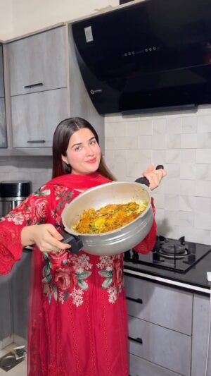 Zahra Waseem Instagram - My secret chicken tikka biryani🤤
Chicken 1 kg
Yogurt 1 cup
Ginger garlic paste 2 to 3 tbsp
Lemon juice 3 to 4 tbsp
Tikka masala 2 tbsp
Tandoori masala 2 tbsp
Red chili powder 1/2 tsp or to taste
Kashmiri chili powder 1 tsp
Cumin powder 1 tsp
Garam masala powder 1 tsp
Turmeric powder 1/4 tsp
Salt 1/2 tsp or to taste
Orange Food color a pinch
Marinate chicken with all above ingredients

Heat oil then add chicken pieces and cook until tender. (you can cover for few minutes so that chicken is cooked perfectly)
Set aside.
Oil 1/2 cup or accordingly
Onion 3
Cumin seeds 1/2 tsp
Cardamom 3
Black pepper whole 1/2 tsp
Star anise 2
Cinnamon 1 small piece
Ginger garlic paste 2 tbsp

Heat oil then add chicken pieces and cook until tender. (you can cover for few minutes so that chicken is cooked perfectly)
Set aside.
Oil 1/2 cup or accordingly
Onion 3
Cumin seeds 1/2 tsp
Cardamom 3
Black pepper whole 1/2 tsp
Star anise 2
Cinnamon 1 small piece
Ginger garlic paste 2 tbsp
Biryani masala 3 tbsp
Red chili powder 1 tsp or to taste
Kashmiri chili powder 1 tsp
Coriander powder 1 tbsp
Salt 1/2 tsp
Yogurt 1/2 cup

Heat oil then add cumin seeds, cardamom, cinnamon, star anise, black pepper whole then add onions and sauté until golden.
Add ginger garlic paste and cook for a minute.
Add biryani masala, red chili powder, Kashmiri chili powder, coriander powder, salt. Add tomatoes and cook until soft.
Add yogurt and dried plums then cook until oil separates.
Add coriander leaves, mint leaves and green chilies then set aside.