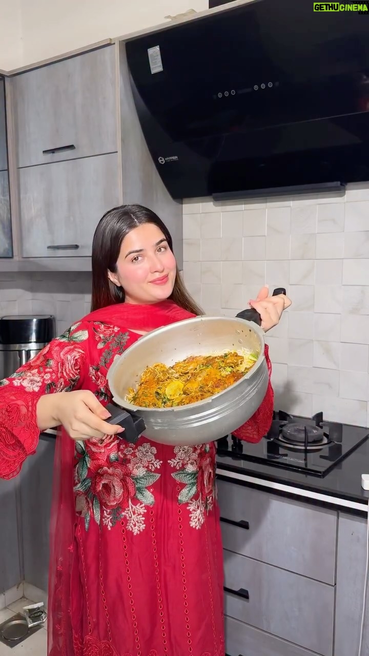 Zahra Waseem - 63.2K Likes - My secret chicken tikka biryani🤤
Chicken 1 kg
Yogurt 1 cup
Ginger garlic paste 2 to 3 tbsp
Lemon juice 3 to 4 tbsp
Tikka masala 2 tbsp
Tandoori masala 2 tbsp
Red chili powder 1/2 tsp or to taste
Kashmiri chili powder 1 tsp
Cumin powder 1 tsp
Garam masala powder 1 tsp
Turmeric powder 1/4 tsp
Salt 1/2 tsp or to taste
Orange Food color a pinch
Marinate chicken with all above ingredients

Heat oil then add chicken pieces and cook until tender. (you can cover for few minutes so that chicken is cooked perfectly)
Set aside.
Oil 1/2 cup or accordingly
Onion 3
Cumin seeds 1/2 tsp
Cardamom 3
Black pepper whole 1/2 tsp
Star anise 2
Cinnamon 1 small piece
Ginger garlic paste 2 tbsp

Heat oil then add chicken pieces and cook until tender. (you can cover for few minutes so that chicken is cooked perfectly)
Set aside.
Oil 1/2 cup or accordingly
Onion 3
Cumin seeds 1/2 tsp
Cardamom 3
Black pepper whole 1/2 tsp
Star anise 2
Cinnamon 1 small piece
Ginger garlic paste 2 tbsp
Biryani masala 3 tbsp
Red chili powder 1 tsp or to taste
Kashmiri chili powder 1 tsp
Coriander powder 1 tbsp
Salt 1/2 tsp
Yogurt 1/2 cup

Heat oil then add cumin seeds, cardamom, cinnamon, star anise, black pepper whole then add onions and sauté until golden.
Add ginger garlic paste and cook for a minute.
Add biryani masala, red chili powder, Kashmiri chili powder, coriander powder, salt. Add tomatoes and cook until soft.
Add yogurt and dried plums then cook until oil separates.
Add coriander leaves, mint leaves and green chilies then set aside.