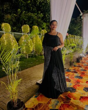 brunda Prabhakar Instagram - Midnight tones and untold stories.👻

#brundaprabhakar #insta #black #blackoutfit #ootn #wedding