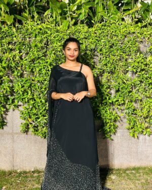 brunda Prabhakar Instagram - Midnight tones and untold stories.👻

#brundaprabhakar #insta #black #blackoutfit #ootn #wedding