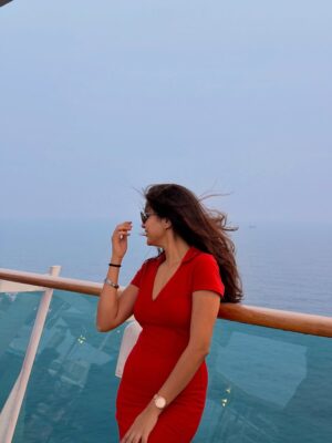 vishakha pandey Instagram - Red. Sea. Me.❤️🌊🛳️
@cordeliacruises
#vishakhapandey #CruiseDiaries #RedButRelaxed #StyleAtSea #QuietConfidence #VacationVibes #IndianTraveller