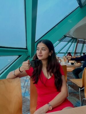 vishakha pandey Instagram - Red. Sea. Me.❤️🌊🛳️
@cordeliacruises
#vishakhapandey #CruiseDiaries #RedButRelaxed #StyleAtSea #QuietConfidence #VacationVibes #IndianTraveller