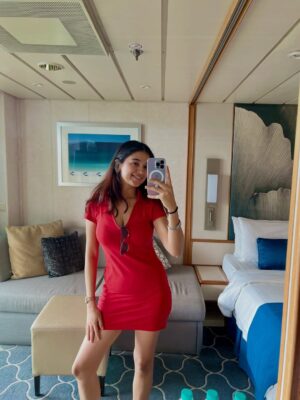 vishakha pandey Instagram - Red. Sea. Me.❤️🌊🛳️
@cordeliacruises
#vishakhapandey #CruiseDiaries #RedButRelaxed #StyleAtSea #QuietConfidence #VacationVibes #IndianTraveller