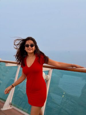 vishakha pandey Instagram - Red. Sea. Me.❤️🌊🛳️
@cordeliacruises
#vishakhapandey #CruiseDiaries #RedButRelaxed #StyleAtSea #QuietConfidence #VacationVibes #IndianTraveller