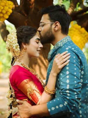 Adrija Addy Roy Instagram - Engaged to the love I prayed for @vignuesh1 ♥️🧿
From a simple hello, to a sacred promise — my heart feels home 🥰
I love you My Love 😘😘

#Engagement_of_AV #AdrijaRoy #VignueshIyer .