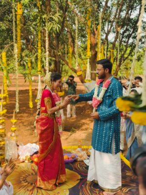 Adrija Addy Roy Instagram - Engaged to the love I prayed for @vignuesh1 ♥️🧿
From a simple hello, to a sacred promise — my heart feels home 🥰
I love you My Love 😘😘

#Engagement_of_AV #AdrijaRoy #VignueshIyer .