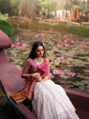 Akshatha Ajit Instagram - 🌸💕
P.C @karthikha_photography 
MUA @ratnamakeupartist 
Outfit @zenoraofficial_ 
Hairstylist @nishi_hairstylist_drapist 
Location @sppgardens