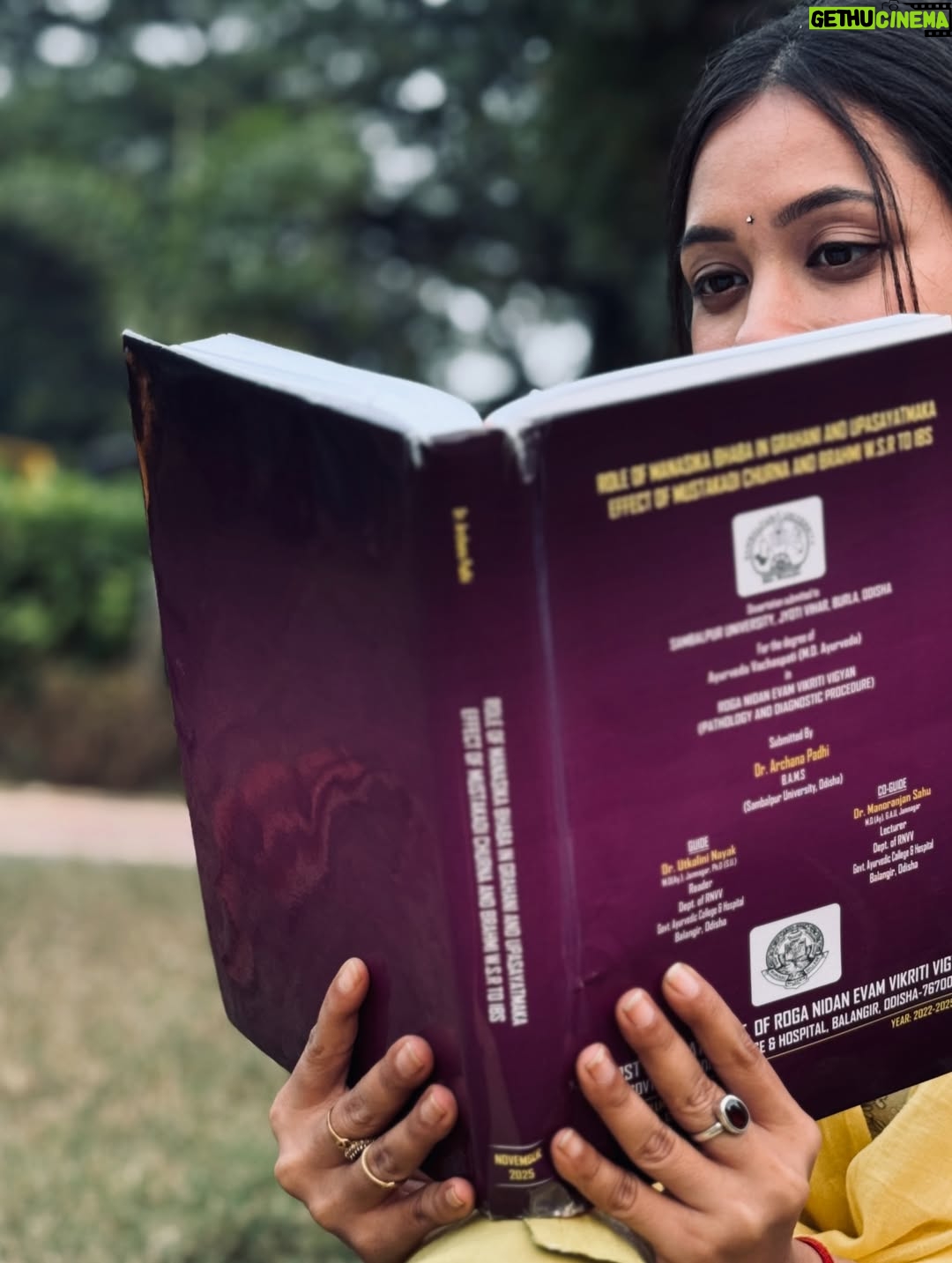 Archana Padhi - 50.4K Likes - After 3 years of hard work, research work, dedication, late nights, and endless learning — I finally submitted my thesis! 

This journey has been challenging, rewarding, and life-changing. I am forever grateful for the constant support and guidance of my guide Dr. Utkalini Nayak Mam and co-guide Dr Manoranjan Sahu sir ,the unwavering love and sacrifices of my parents, and the blessings of Maa SAMALEI 🙏❤️. 
This milestone is not just mine, but ours — thank you to everyone who believed in me. 
Onwards and upwards! 🎓✨
Balancing my professional life with my singing journey hasn’t been easy, but thank God for the energy that’s shining through today.❤️🙏🏻❤️🙏🏻❤️🙏🏻❤️🙏🏻