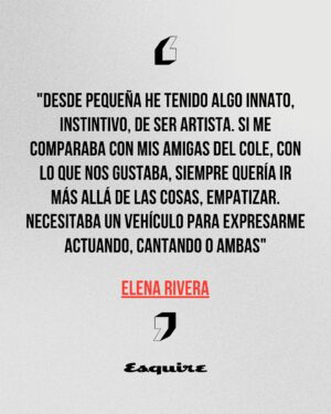 Elena Rivera Instagram - Inmensos ojos azules, encantadora sonrisa, dulce voz cantarina, pequeña estatura y, sin embargo, dada a personajes de enorme carácter y fuerza, la zaragozana es un ejemplo de que crecer en los escenarios puede salir bien. Hablamos con la actriz Elena Rivera de sus similitudes con Marisol, su salto (con miedo) al género de terror en ‘Dime tu nombre’, de la adrenalina del teatro y de cómo crecer, bien, bajo los focos desde incluso antes de ‘Cuéntame cómo pasó’ y Karina.

Texto: @rafacasademont 
Fotógrafo: @andresgarlujan 
Maquillaje y peluquería: @rebecatfigueroa 
Estilismo: José Juan Rodríguez y Paco Casado

Lee la entrevista completa en el link de la bio de @esquirees

#ElenaRivera #Esquire