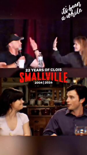 Erica Durance Instagram - Celebrating 25years of Smallville and 22 years of Lois and Clark. So grateful! 
Thanks @tomwelling for making me laugh for so many years! Here’s to many more☺️
Original reel credit @wellingdurancefans 
Remix Credit:Lochlan Palffy.💕💕
#smallvilleforever #loisandclark