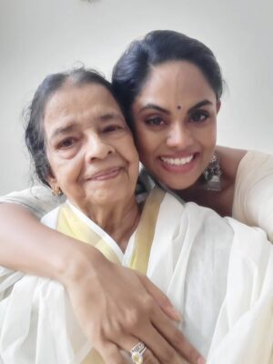 Karthika Nair Instagram - Ending this year by losing a part of my soul.

The angel who held our family together has returned to the clouds — yet her strength still echoes through every one of us.

Today, I honor my grandmother… a woman whose journey was stitched with courage, grit, and an unshakable spirit.

She was a force of nature- a devoted mother of five kids who managed the careers of her two actress daughters who were ruling the Indian film industry during the 80s with strength, grace, and unwavering determination. The OG momager( Kris Jenner could never)

 In the 90s, she carved her own path in politics, standing tall in a space where few women dared to go, and making her voice heard with power and purpose.

A wanderer at heart, she refused to stay still.
We could never keep Grandma in one place for more than 3 days! From her car journeys from Kanyakumari to Delhi,to getting her US green card and constantly wanting to start businesses all over the world,we could not keep her still!

And yet, she never missed a moment to make our childhood magical. Bedtime stories, lavish feasts, and memories we still taste in our hearts.

Her mind never stopped exploring, questioning, learning… right until life shifted after her stroke

I share this today because her story deserves to be remembered — not just by us, but by the world she touched.

Thank you to everyone who prayed for her.

Blessed beyond words to have held her hand during her final days on Earth 🤍

Om Shanti