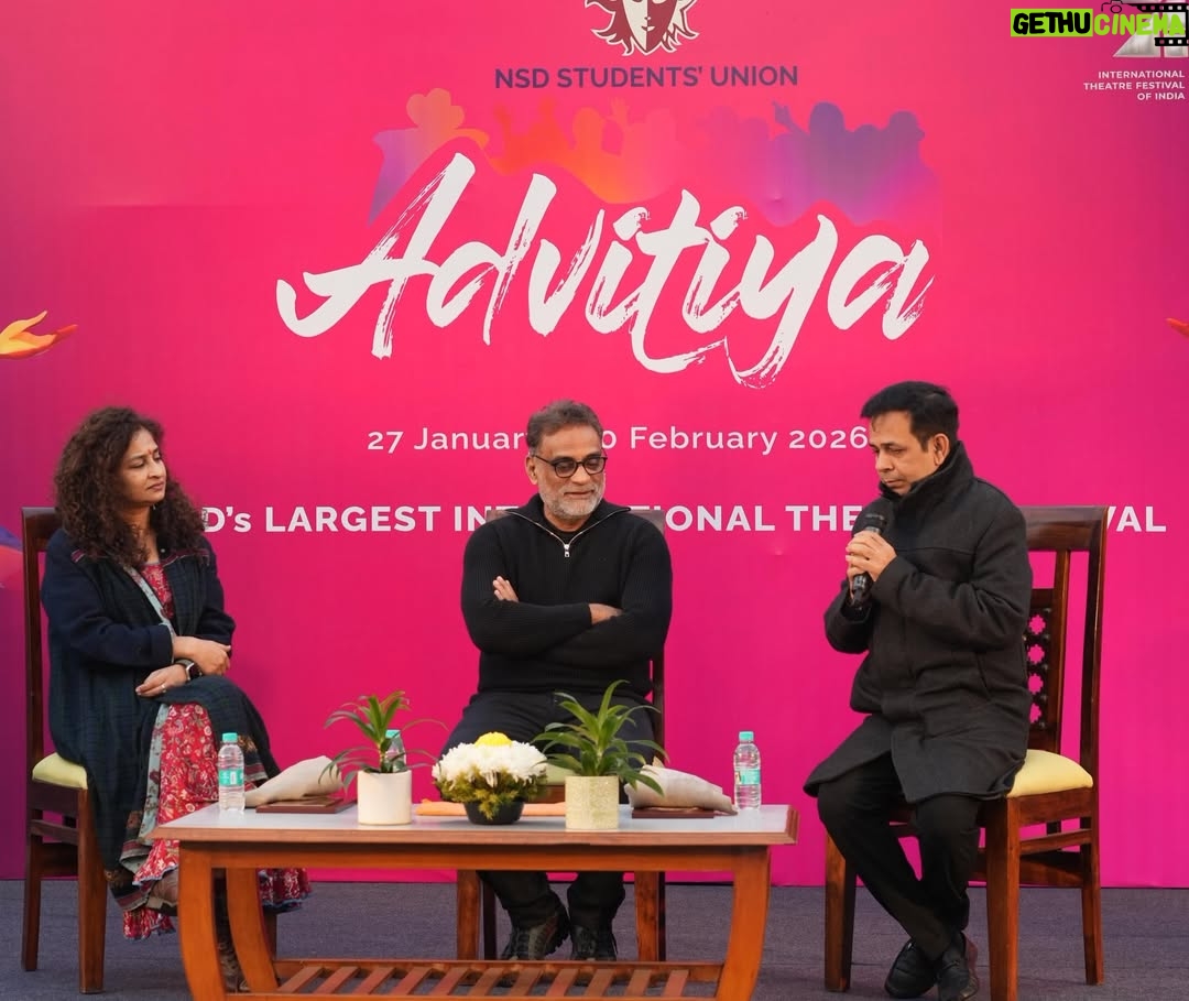 Krishika Lulla - 1.8K Likes - World’s Largest International Theatre Festival
Bharat Rang Mahotsav

An evening of ideas, creativity, and powerful perspectives.
The National School of Drama hosted an enriching conversation on “The Director’s Vision: Cinema vs Theatre” as part of the 25th edition of the festival, featuring filmmaker R. Balki in conversation with Chittranjan Tripathy.
A dialogue that truly bridged cinema and theatre ≥
Continuing the creative exchange, last night witnessed another insightful session as film producer Krishika Lulla engaged in a compelling dialogue with Chittranjan Tripathy, exploring the journey from the stage to the big screen and beyond.
A thought-provoking conversation offering meaningful insights into storytelling across mediums

#NSDBRM26
#theatrefestival #ministryofculture #nationalschoolofdrama #cultureunitesall