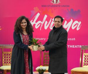 Krishika Lulla Instagram - World’s Largest International Theatre Festival
Bharat Rang Mahotsav

An evening of ideas, creativity, and powerful perspectives.
The National School of Drama hosted an enriching conversation on “The Director’s Vision: Cinema vs Theatre” as part of the 25th edition of the festival, featuring filmmaker R. Balki in conversation with Chittranjan Tripathy.
A dialogue that truly bridged cinema and theatre ≥
Continuing the creative exchange, last night witnessed another insightful session as film producer Krishika Lulla engaged in a compelling dialogue with Chittranjan Tripathy, exploring the journey from the stage to the big screen and beyond.
A thought-provoking conversation offering meaningful insights into storytelling across mediums

#NSDBRM26
#theatrefestival #ministryofculture #nationalschoolofdrama #cultureunitesall