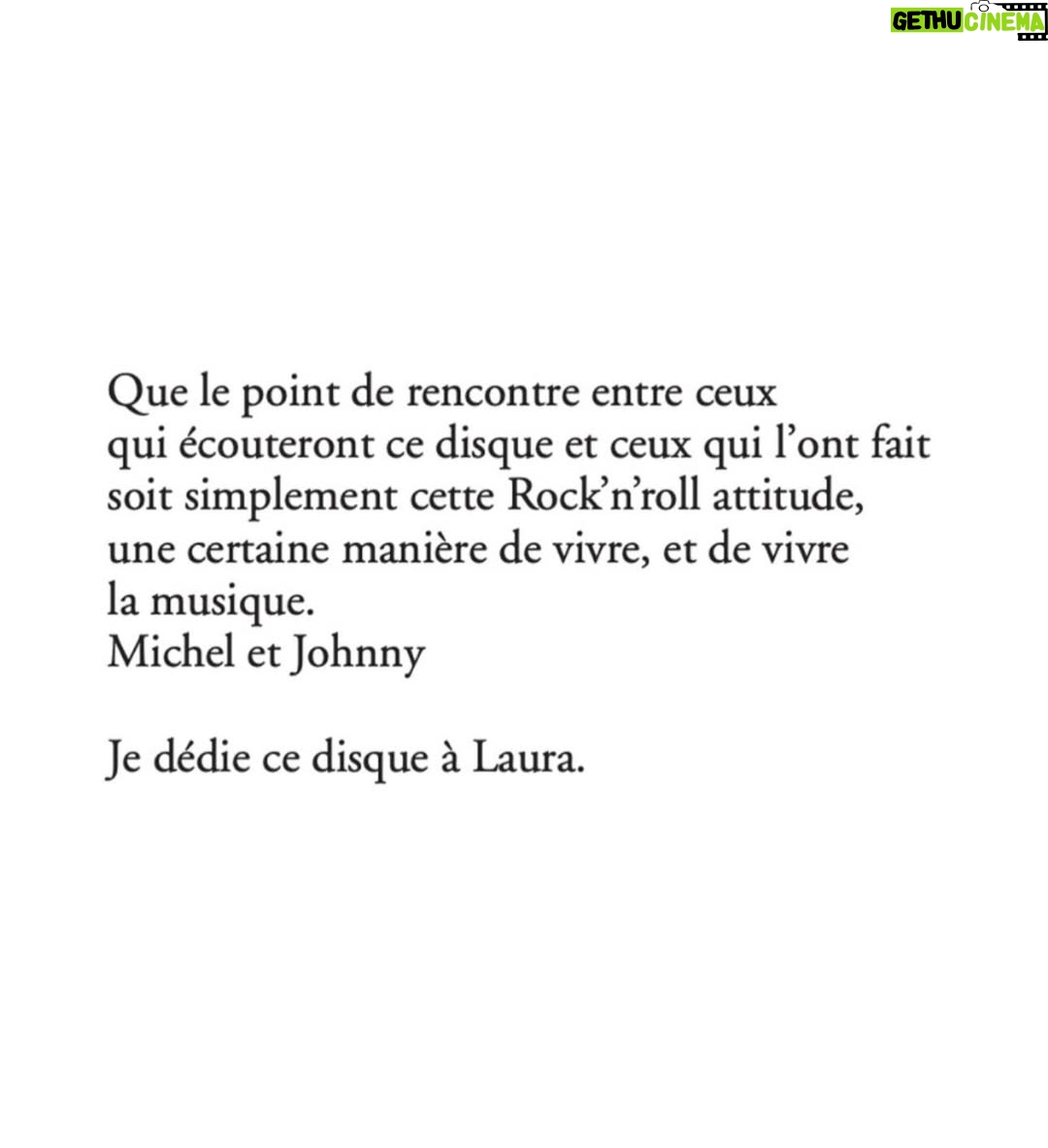Laura Smet - 25.5K Likes - 8 ans aujourd'hui. 
Mais une présence à vie.
Toujours des hasards avec toi, des dates qui frappent à la bonne heure. 
La 40ème édition de « Rock'n'roll attitude » vient de sortir. 
Une chanson sublime oubliée avec Michel qui nous fait beaucoup de bien aujourd’hui. 
Merci à ses signes qui apaisent.
Ce n'était pas prévu, encore une fois. Alors je suis sûre que les gens qui t'aiment seront heureux de découvrir cette magnifique édition de cet album pour le 40ème anniversaire. 
Pour ses huit ans sans toi.
Je pense bien à vous aujourd'hui tous les deux 
Michel, Papa ... 
Merci de continuer à nous faire vibrer 
Je t'aime ♥️