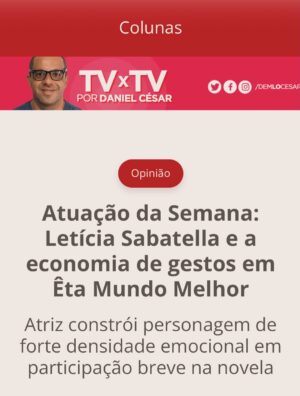 Letícia Sabatella Instagram - Obrigada pela atenção a este trabalho feito com delicadeza e colaboração. Agradeço demais a @tvglobo a equipe maravilhosa da novela, nossos diretores e autores , colegas lindas de cena. Fiquei com saudades. ❤️❤️❤️❤️🌎💪🤟🌺🐝