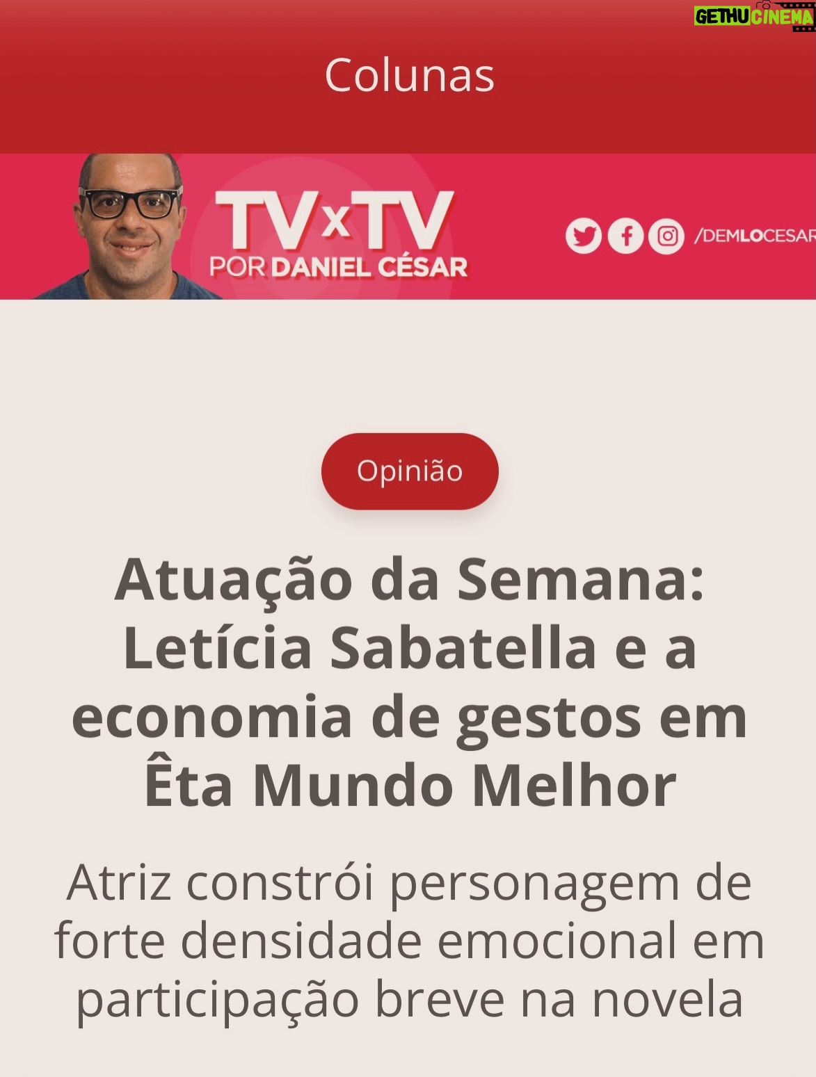 Letícia Sabatella - 1K Likes - Obrigada pela atenção a este trabalho feito com delicadeza e colaboração. Agradeço demais a @tvglobo a equipe maravilhosa da novela, nossos diretores e autores , colegas lindas de cena. Fiquei com saudades. ❤️❤️❤️❤️🌎💪🤟🌺🐝