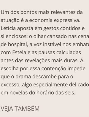 Letícia Sabatella Instagram - Obrigada pela atenção a este trabalho feito com delicadeza e colaboração. Agradeço demais a @tvglobo a equipe maravilhosa da novela, nossos diretores e autores , colegas lindas de cena. Fiquei com saudades. ❤️❤️❤️❤️🌎💪🤟🌺🐝