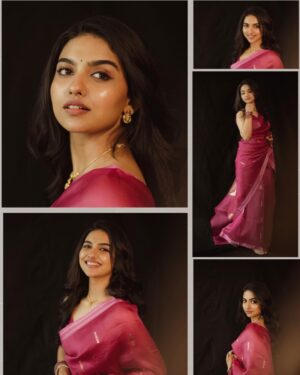Mamitha Baiju Instagram - Wrapped in pink🌺
.
.
Styling @styyledbyjoe @joe_elize_joy
Photography @merin__georg
Muah @laxmi_saneesh
Saree @itiha.india
Jewellery @zilmor_jewels
Styling team @_itsabssss.x_@ruth.antony____ @sonaaree_