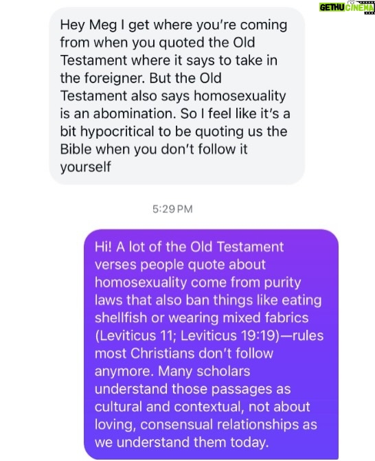 Megan Stalter - 75.6K Likes - In case this is helpful♥️God loves gay!

also YES on top of everything the word  homosexual wasn't even in original text and that verse gets misinterpreted ..