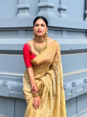 Parvathy Omanakuttan Instagram - 6 yards of pure heritage , craftsmanship, tradition that symbolises femininity, grace and the embodiment of Shakti … A Saree always ensures to make every woman beautiful and I surely am feeling it 🥰