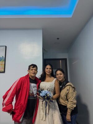 Patricia Javier Instagram - Behind the scenes of the movie “Ora’s De Peridgo “ Directed by @direkneal actors @jaymanalo , BembolRocco and Patricia Javier HMUP @mjildefonso wedding gown designer @bonaobracouture location @bluehotelporac