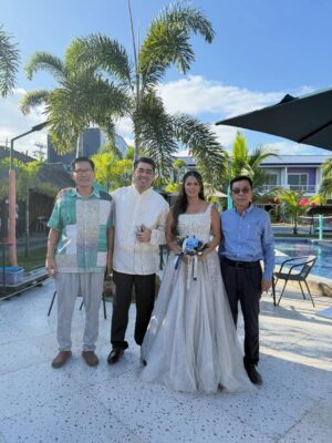Patricia Javier Instagram - Behind the scenes of the movie “Ora’s De Peridgo “ Directed by @direkneal actors @jaymanalo , BembolRocco and Patricia Javier HMUP @mjildefonso wedding gown designer @bonaobracouture location @bluehotelporac