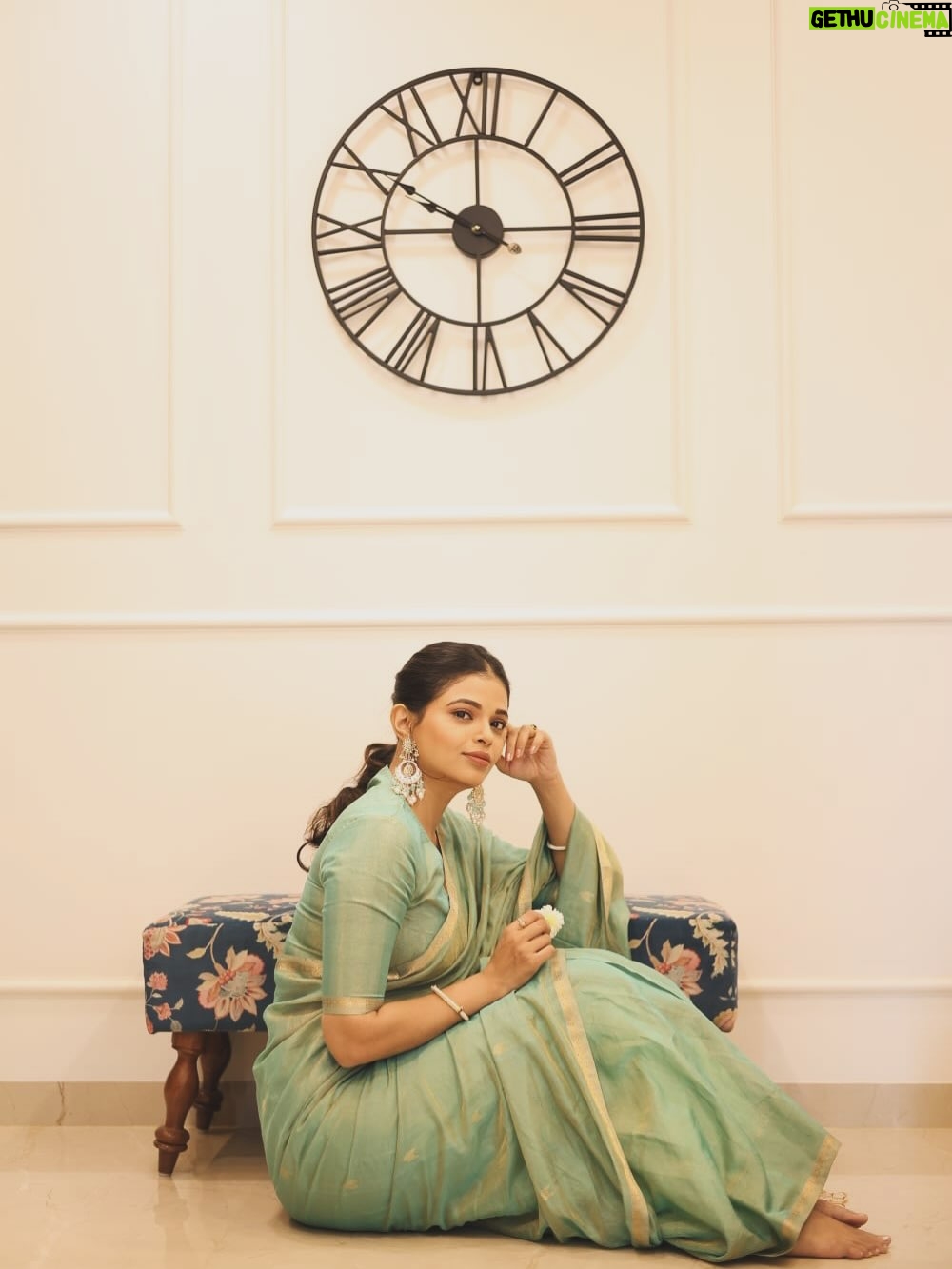 Priyanka Tendolkar - 62.4K Likes - In love with this look..
.
.
Saree by @chhavi_drapedingrace 
.
Fabric: Silk Cotton Tissue – lustrous, airy & elegant
Border & Pallu Subtle zari detailing for a graceful finish with flowers motifs on pallu.

Clicked by @yogclicks 🤗
Hair by @its.alvina_ 😘

#chhavidrapedingrace #newcollection #uniquethreads staytuned maheshwari_saree