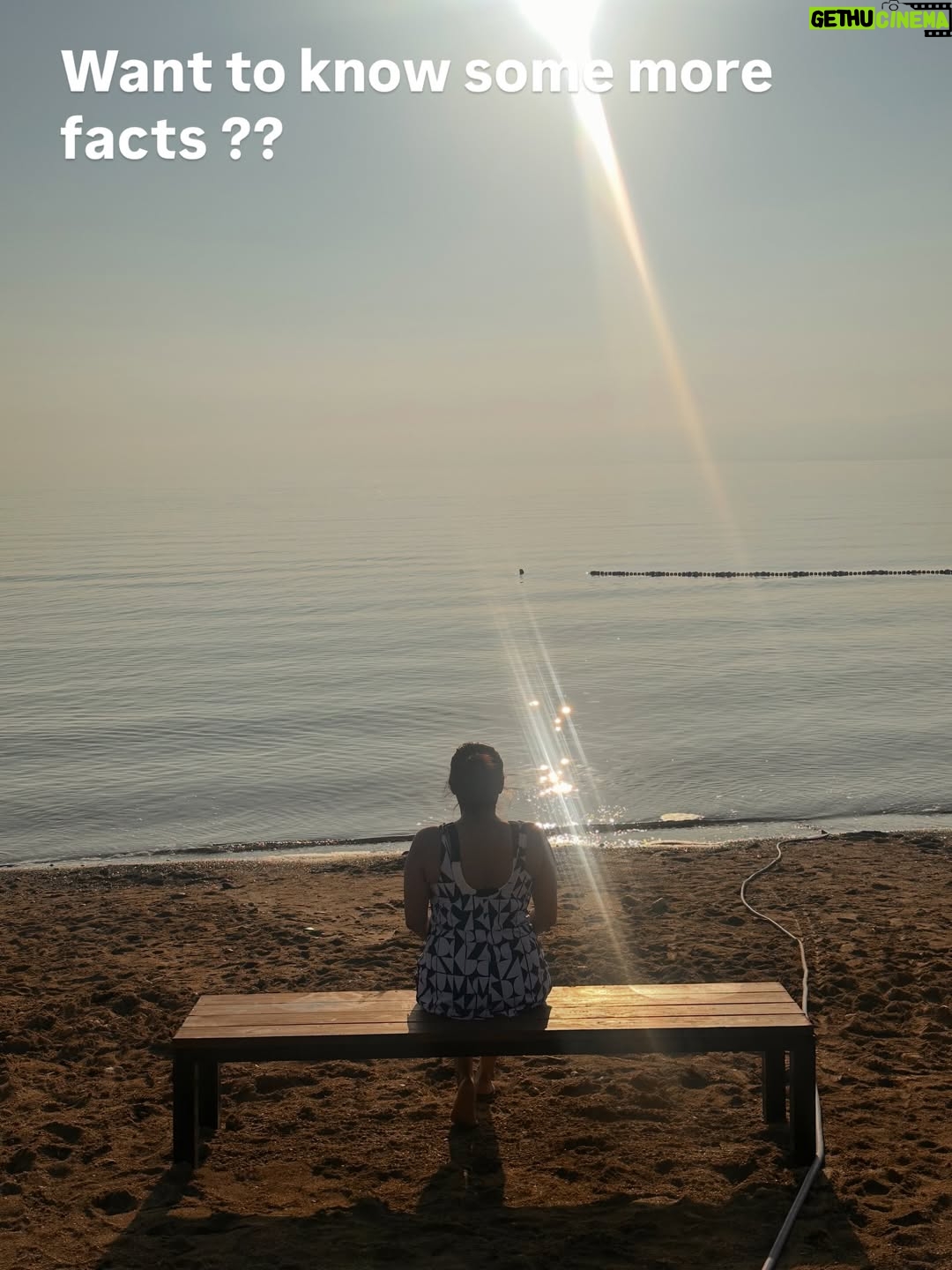 Rethika Srinivas - 5.1K Likes - Did you know ? 

You don’t swim in the Dead Sea… you float effortlessly like a pro 😌
	It’s one of the saltiest water bodies on Earth—about 10x saltier than the ocean.
	The Dead Sea sits at the lowest point on Earth, yet makes you feel elevated ✨
	Its mineral-rich mud is famous for skin-loving benefits—nature’s luxury spa.
	Despite its name, the Dead Sea is very much alive with minerals, just not fish.