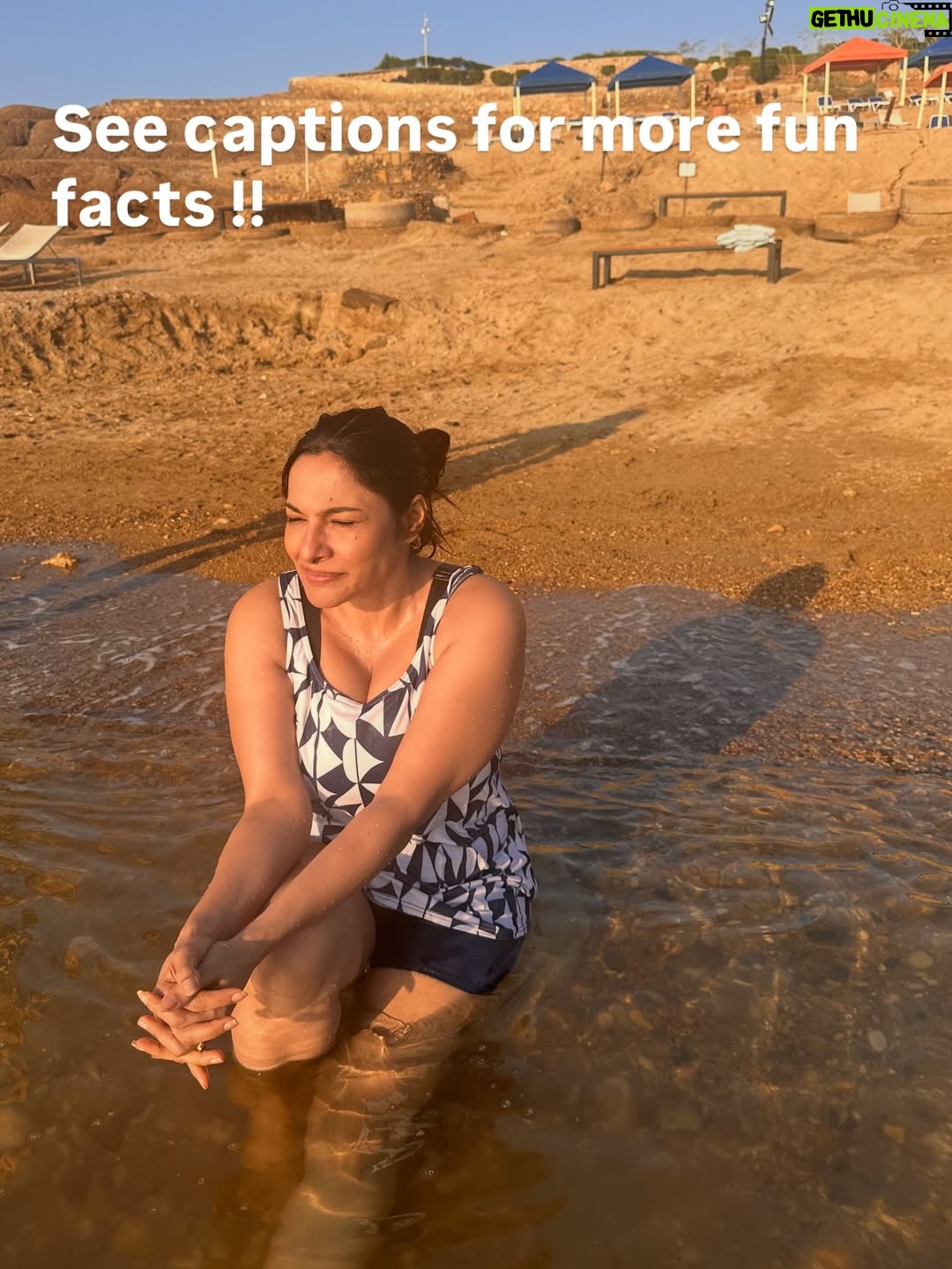 Rethika Srinivas - 5.1K Likes - Did you know ? 

You don’t swim in the Dead Sea… you float effortlessly like a pro 😌
	It’s one of the saltiest water bodies on Earth—about 10x saltier than the ocean.
	The Dead Sea sits at the lowest point on Earth, yet makes you feel elevated ✨
	Its mineral-rich mud is famous for skin-loving benefits—nature’s luxury spa.
	Despite its name, the Dead Sea is very much alive with minerals, just not fish.