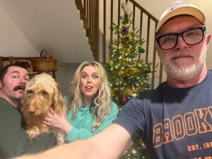 Roisin Conaty Instagram - A ‘Man Down’ Christmas meet up. Mike brought his dog Pamela who finally kissed me after 5 hours of being solidly wooed with roast chicken.