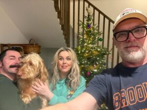 Roisin Conaty Instagram - A ‘Man Down’ Christmas meet up. Mike brought his dog Pamela who finally kissed me after 5 hours of being solidly wooed with roast chicken.