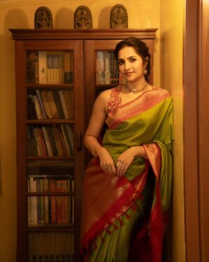 Rukmini Vasanth Instagram - ✨🧡🌱

Styled by - @poojakaranam 
Styling team - @keerthi.madhusudan @stephen_styles_ 
Saree - @avantraofficial 
Jewelry - @tribebyamrapali 
Hair - @chakrapu.madhu 
Makeup - @nikitashak 
Photographer - @sujana.zip
Saree drape artist - @makeoverby_roopakala