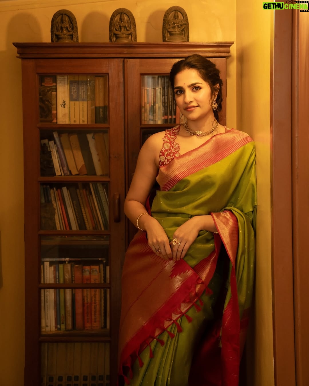 Rukmini Vasanth - 616.7K Likes - ✨🧡🌱

Styled by - @poojakaranam 
Styling team - @keerthi.madhusudan @stephen_styles_ 
Saree - @avantraofficial 
Jewelry - @tribebyamrapali 
Hair - @chakrapu.madhu 
Makeup - @nikitashak 
Photographer - @sujana.zip
Saree drape artist - @makeoverby_roopakala
