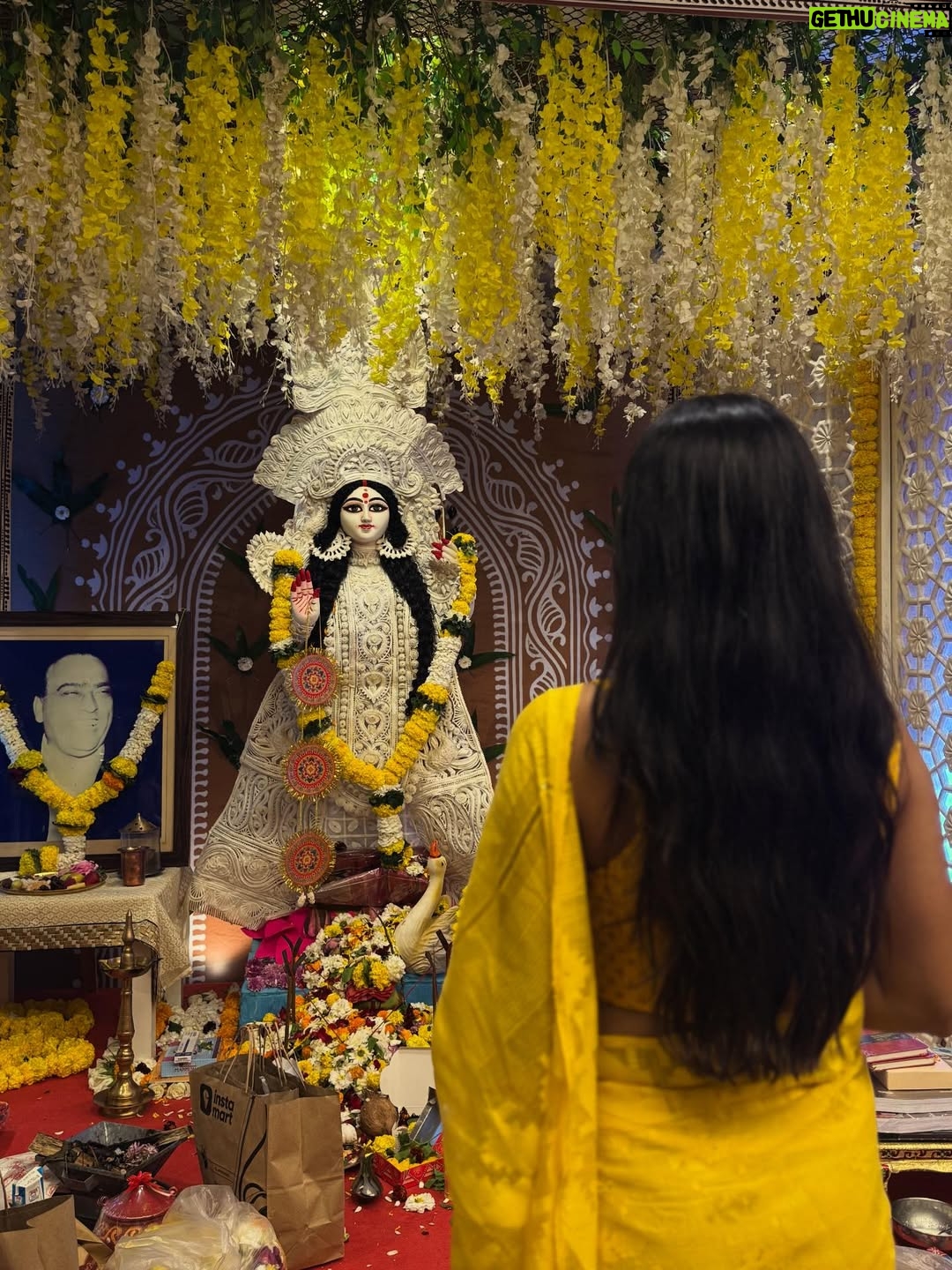 Sayani Gupta - 38.5K Likes - Saraswati Bidyeboti 🌼
The one day we wait for all year. 

Thank you Tani di, Dada and the entire family for bringing us together each year for Ma. 
#31years