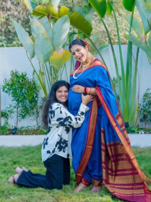 Shiva Jyothi Instagram - Spoiling with love & styling with perfection ..
designer pinni vibes ✨💖 @navya.marouthu 💖

Outfits & Styling @navya.marouthu 💖

Clicks @landscapeweddings 💖

#ɴᴇᴡᴘᴏsᴛ #babybump #babyphotoshoot #jyothakka #shivajyothi