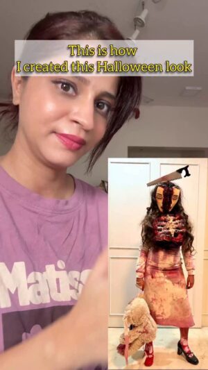 Shweta Mahadik Instagram - After recreating our very own cutie, “TATYA VINCHOO”, 
It was time to do something absolutely crazy and gory!!

#diy 
#diychachi 
#shwetamahadik 
#art 
#halloween 
#horror 
#handmade